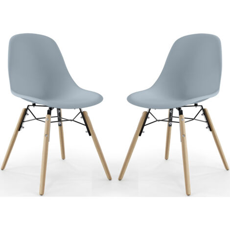 Dining Chair - Scandinavian Design - Wooden Legs - Pack of 2 - Skögur Light grey (1/5)
