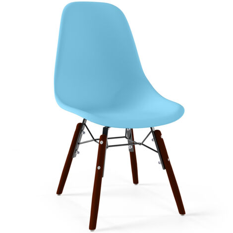 Children Chair - Scandinavian Design - Dark Wooden Legs - Skögur Light blue