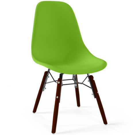 Children Chair - Scandinavian Design - Dark Wooden Legs - Skögur Green