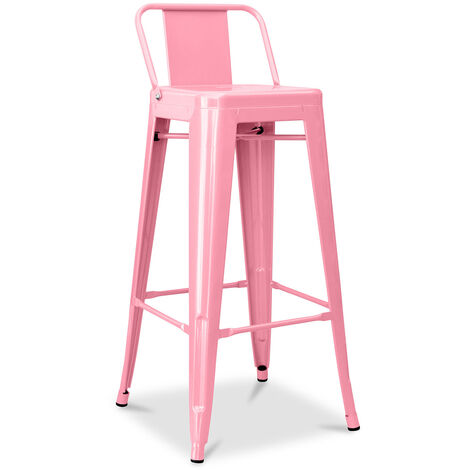 Stylix stool with small backrest - 76cm Pink Iron, Metal
