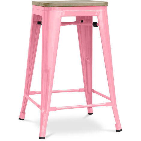 Stylix stool - 61cm - Metal and Light Wood Pink Wood, Iron