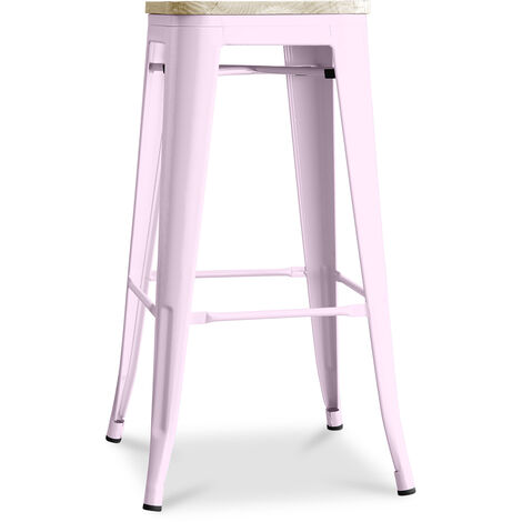 Stylix stool - 76cm - Metal and Light Wood Pastel pink Wood, Iron