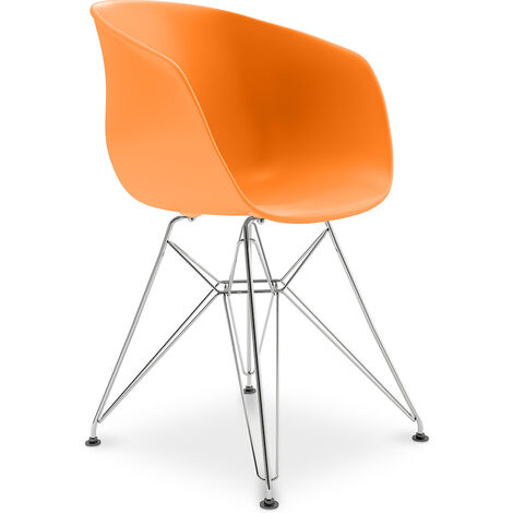 Dining Chair Scandinavian Design Chrome Legs - Polin Orange Steel, PP