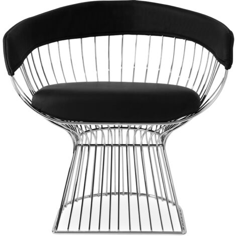 Dining Chair with Armrests - Leatherette and Metal - Barrel