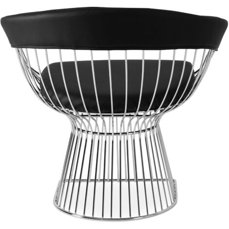 Dining Chair with Armrests - Leatherette and Metal - Barrel