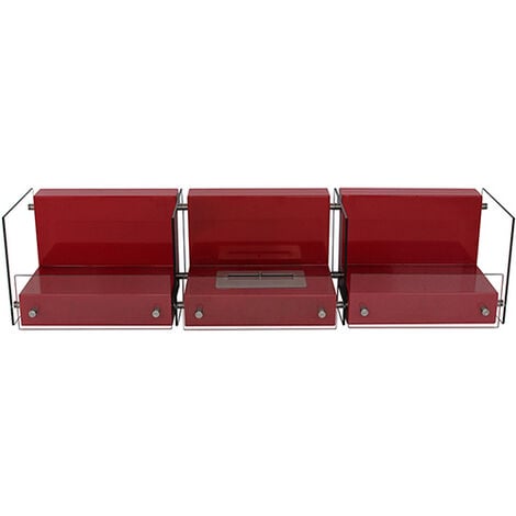 Modern Floor-Standing Ethanol Fireplace - VPF-OX-002-WHITE Red Glass, Stainless Steel - Red