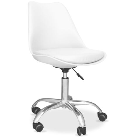 Office Chair with Wheels - Swivel Desk Chair - Tulip White