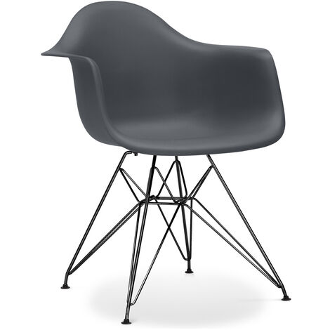 Dining Chair Darrwick Scandi Style Premium Design Dark Legs Dark grey Steel, PP