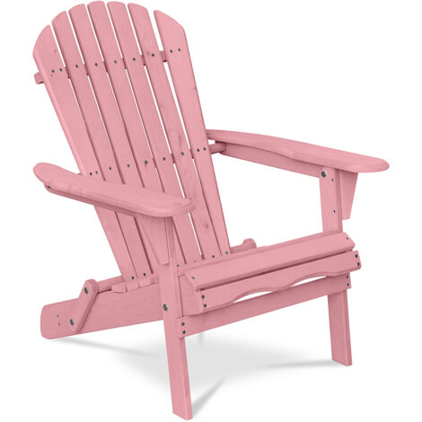 Wooden Outdoor Chair with Armrests Adirondack Pastel pink