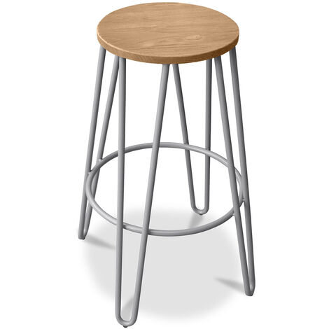 Round wood and on sale metal adjustable stool