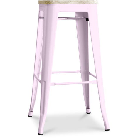Industrial Design Bar Stool - Steel & Wood - 76cm - Stylix Pastel pink