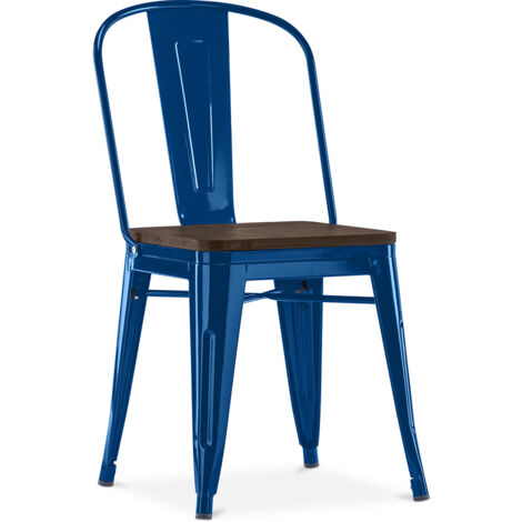 Dining Chair Industrial Design Wood and Steel Stylix Dark