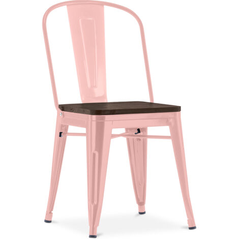 Dining Chair - Industrial Design - Wood and Steel - Stylix Pastel orange (1/5)