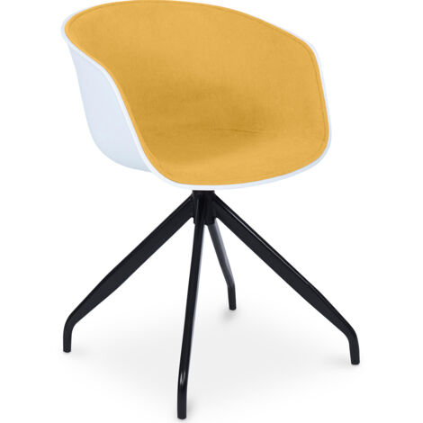 Upholstered Office Chair with Armrests - Black and White Desk Chair - Jodie Yellow