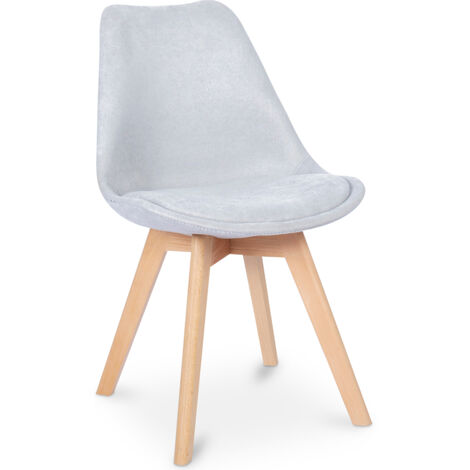 Fabric Upholstered Dining Chair - Scandinavian Style - Denisse Light grey