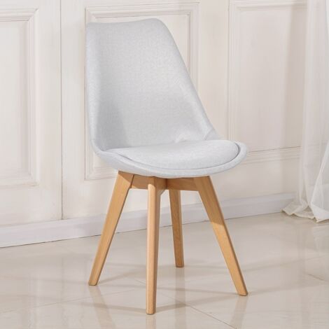 Fabric Upholstered Dining Chair - Scandinavian Style - Denisse Light grey