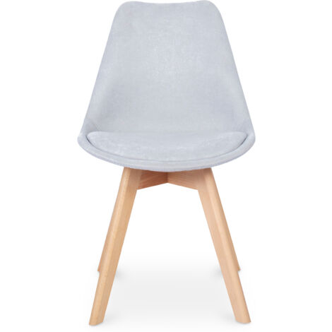 Fabric Upholstered Dining Chair - Scandinavian Style - Denisse Light grey