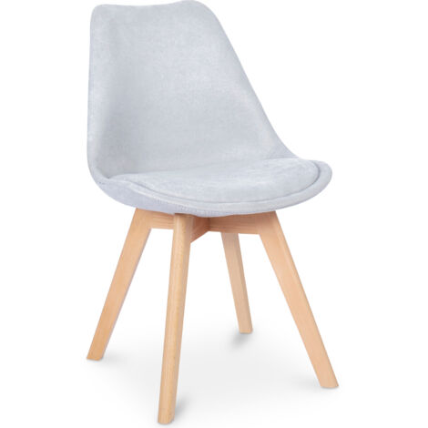 Fabric Upholstered Dining Chair - Scandinavian Style - Denisse Light grey