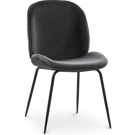 Dining Chair - Upholstered in Velvet - Retro - Elias Dark grey (1/5)