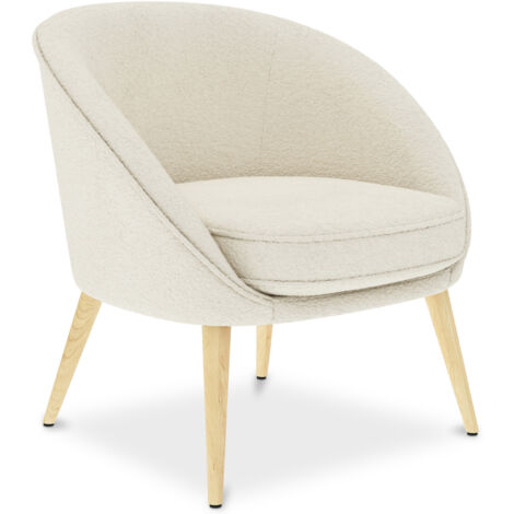 Armchair with Armrests - Upholstered in Boucle Fabric - Pimba