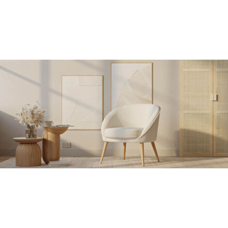 Armchair with Armrests - Upholstered in Boucle Fabric - Pimba