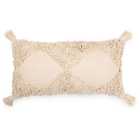 Boho Bali Style Cushion - Cover and Filling Included - Doris Cream (1/5)