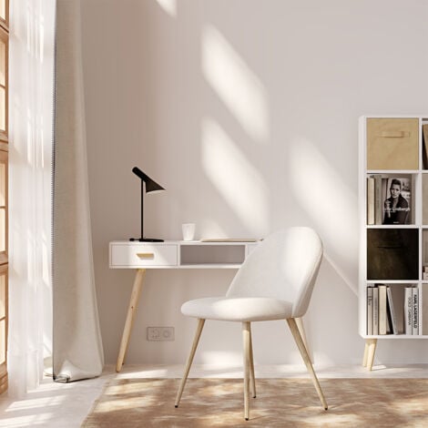 Dining Chair - Upholstered in Bouclé Fabric - Scandinavian Design - Evelyne White