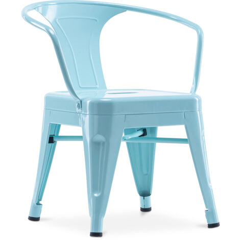 Children's Chair with Armrests - Children's Chair Industrial Design - Steel - Stylix Aquamarine