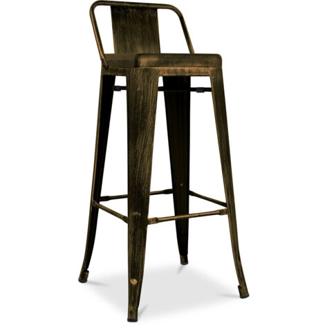 Copper bar deals stool with backrest