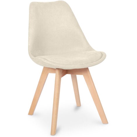 Fabric Upholstered Dining Chair - Scandinavian Style - Denisse Beige