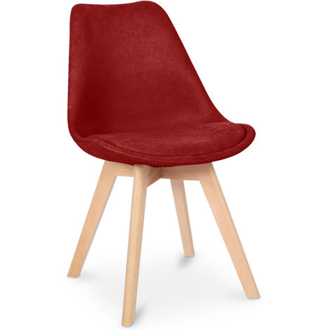 Fabric Upholstered Dining Chair - Scandinavian Style - Denisse Red