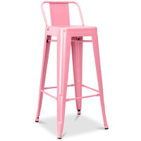 Stylix stool with small backrest - 76cm Pink Iron, Metal