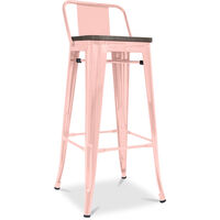 Stylix stool Wooden and small backrest - 76 cm Pastel orange Wood, Iron