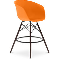 Scandinavian Design Bar Stool with Dark Wood Legs - Pirela Orange Beechwood, Steel, PP