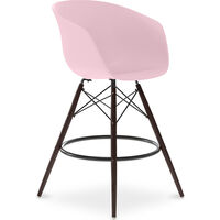 Scandinavian Design Bar Stool with Dark Wood Legs - Pirela Pastel pink Beechwood, Steel, PP