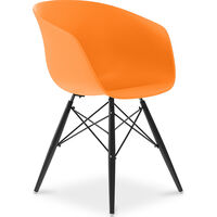 Dining Chair Scandinavian Design Dark Wood Legs - Polin Orange Beechwood, Steel, PP