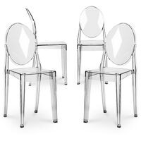 Dining Chair Victoria Queen Pack of 4 Design Transparent Light grey transparent PC, PP