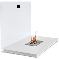 Modern Wall-Mounted Ethanol Fireplace White Steel - White