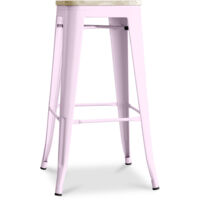 Industrial Design Bar Stool - Steel & Wood - 76cm - Stylix Pastel pink