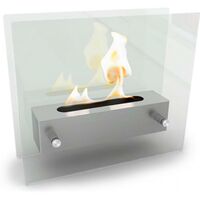 Modern ethanol fireplace steel Brushed Steel Glass, Stainless Steel, Metal - Brushed Steel