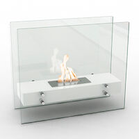Modern Floor-Standing Ethanol Fireplace White Steel, Metal - White