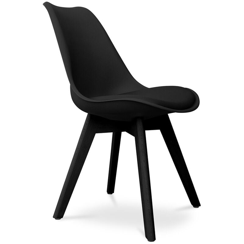 Sedia da Pranzo Denisse Stile Scandinavo Design Premium con cuscino Nero -  PP, PP, Pelle sintetica