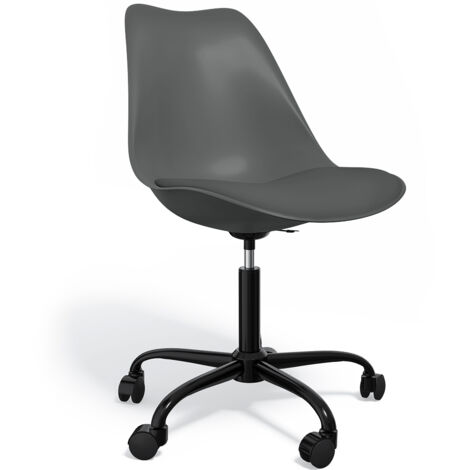 Sedia da ufficio con ruote - Sedia girevole per scrivania - Struttura nera Tulip Grigio scuro