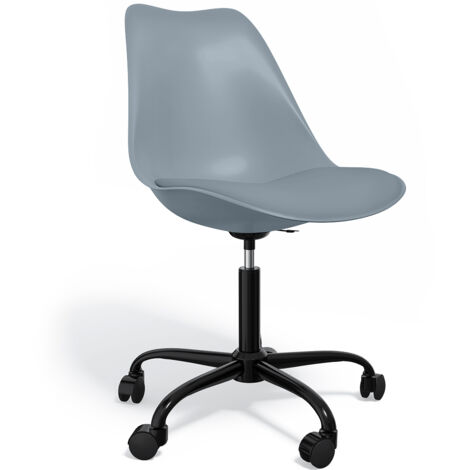 Sedia da ufficio con ruote - Sedia girevole per scrivania - Struttura nera Tulip Grigio chiaro