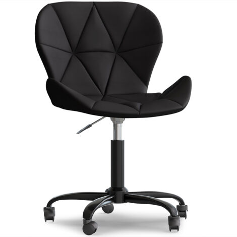 Sedia da ufficio con ruote - Sedia girevole da scrivania - Rivestita in similpelle - Struttura nera Wito Nero