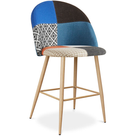 Sgabello Imbottito in Patchwork - Stile Scandinavo - 66cm - Evelyne Multicolore (1/5)
