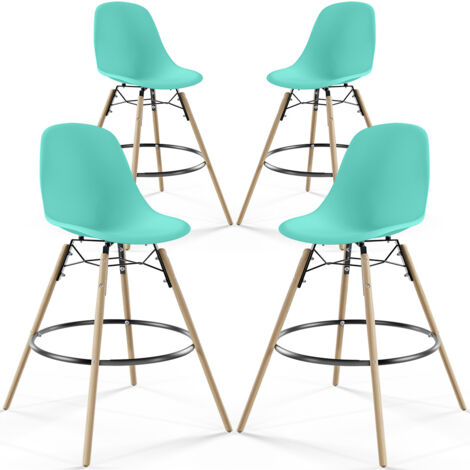 Set 2 Sgabelli Da Bar Scandinavi Maxon Atmosphera, Colore Kaki, Con Seduta Imbottita E Base In Legno Di Faggio, Alti 92 Cm