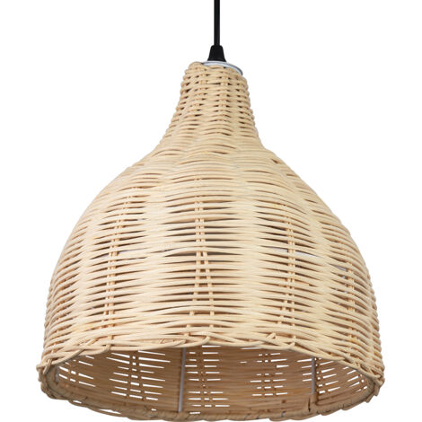 Eglo Dembleby Lampadario, lampada a sospensione vintage a 3 luci, natura, stile hygge, lampadario per il tavolo da pranzo, lampadario da soggiorno marrone chiaro, acciaio, attacco E27