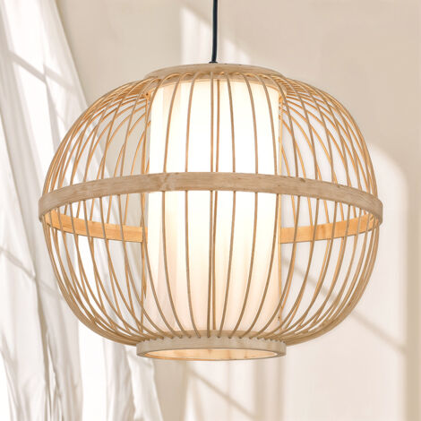 Lampada A Sospensione In Bambù GURU SHOP Royan – 44x36x36 Cm, Intreccio A Tre Livelli, Ombre Decorative, Artigianale Bali