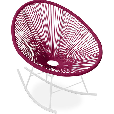 Sedia A Dondolo Da Giardino Con Cuscino Lyco NATERIAL Con Braccioli In Acciaio Seduta In Textilene Rosso 84468606